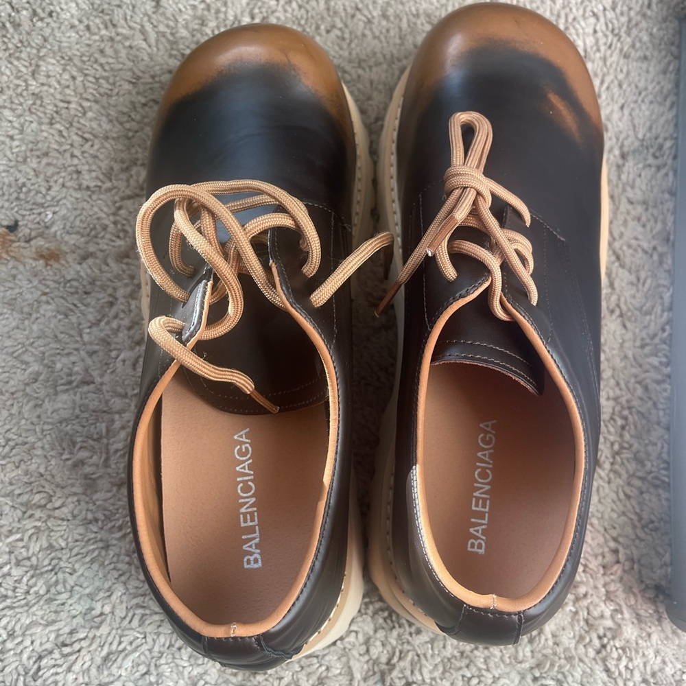 Balenciaga Black and Brown Leather Shoes